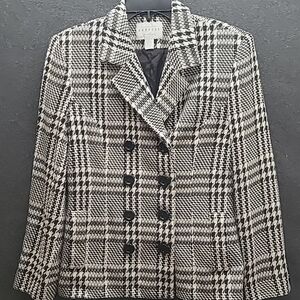 Vintage Woman's Compaigne Internationale Express Tailleure Houndstooth Blazer Si